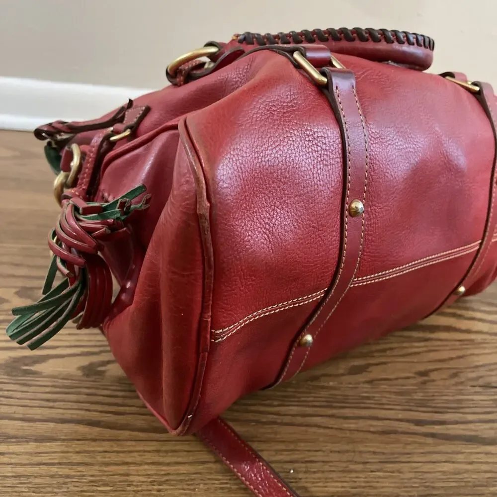 Dooney & Bourke Smooth Florentine Leather Satchel in Bordeaux